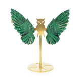 Deep Green Banded Malachite Owl Wings - Statement Gemstone Display on Stand for Collector Decor, Meditation Spaces and High-Impact Gifting
