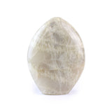 Glowing Moonstone Cut Base - Polished Gemstone Heart for Love-Inspired Decor, Crystal Display and Meaningful Gifting