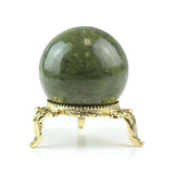 Polished Green Nephrite Jade Sphere - Statement Gemstone Display on Stand for Collector Decor, Meditation Spaces and High-Impact Gifting