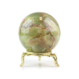 Sleek Black Onyx Sphere - Statement Gemstone Display on Stand for Collector Decor, Meditation Spaces and High-Impact Gifting