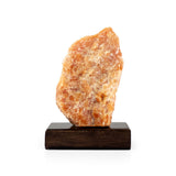 Sunlit Orange Calcite on Wooden Stand - Statement Gemstone Display on Stand for Collector Decor, Meditation Spaces and High-Impact Gifting