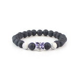 Owl Charm Beaded Bracelet - Onyx, Howlite, White Howlite Hand-Selected Gemstone Bracelet for Everyday Wear, Crystal Energy Jewelry and Meaningful Gifting