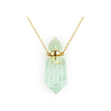 Clear Crystal Green Quartz Perfume Bottle Pendant - Crystal Infusion Water Bottle with Gemstone Chamber for Daily Wellness Rituals and Elevated Gifting