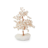 Pearl Copper Tree on White Crystal Base - Quartz, Crystal Quartz Gemstone Tree of Life Decor for Home Energy, Desk Display and Crystal Gifting