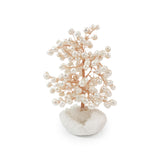 Pearl Copper Tree on White Crystal Base - Quartz, Crystal Quartz Gemstone Tree of Life Decor for Home Energy, Desk Display and Crystal Gifting