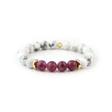 Pink Tourmailine and White Howlite Beaded Bracelet - Hand-Selected Gemstone Bracelet for Everyday Wear, Crystal Energy Jewelry and Meaningful Gifting