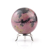 Rhodonite Sphere - Statement Gemstone Display on Stand for Collector Decor, Meditation Spaces and High-Impact Gifting
