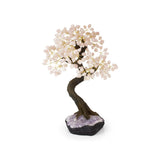 Soft Pink Rose Quartz Bonsai Tree - Gemstone Tree of Life Decor for Home Energy, Desk Display and Crystal Gifting