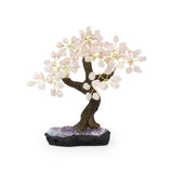 Soft Pink Rose Quartz Bonsai Tree - Gemstone Tree of Life Decor for Home Energy, Desk Display and Crystal Gifting