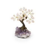 Soft Pink Rose Quartz Bonsai Tree - Gemstone Tree of Life Decor for Home Energy, Desk Display and Crystal Gifting