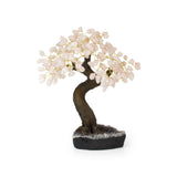 Soft Pink Rose Quartz Bonsai Tree - Gemstone Tree of Life Decor for Home Energy, Desk Display and Crystal Gifting