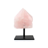 Soft Pink Rose Quartz Point on Stand - Statement Gemstone Display on Stand for Collector Decor, Meditation Spaces and High-Impact Gifting