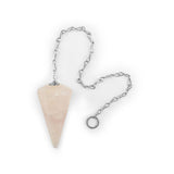 Soft Pink Rose Quartz Pendulum - Polished Gemstone Tower for Crystal Energy Decor, Meditation Spaces and Statement Display