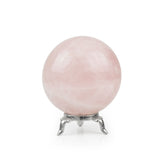Soft Pink Rose Quartz Sphere - Statement Gemstone Display on Stand for Collector Decor, Meditation Spaces and High-Impact Gifting