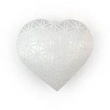Luminous Selenite Heart Flower of Life - Polished Gemstone Heart for Love-Inspired Decor, Crystal Display and Meaningful Gifting