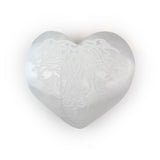 Luminous Selenite Lotus Heart - Polished Gemstone Heart for Love-Inspired Decor, Crystal Display and Meaningful Gifting