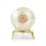 Luminous Selenite Resin Sphere - Statement Gemstone Display on Stand for Collector Decor, Meditation Spaces and High-Impact Gifting