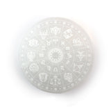 Luminous Selenite Zodiac Coaster - Hand-Selected Gemstone Piece for Crystal Display, Spiritual Home Decor and Memorable Gifting