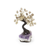 Clear Crystal Smoky Quartz Bonsai Tree - Gemstone Tree of Life Decor for Home Energy, Desk Display and Crystal Gifting