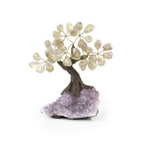 Clear Crystal Smoky Quartz Bonsai Tree - Gemstone Tree of Life Decor for Home Energy, Desk Display and Crystal Gifting