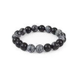 Glossy Black Snowflake Obsidian Beaded Bracelet - Hand-Selected Gemstone Bracelet for Everyday Wear, Crystal Energy Jewelry and Meaningful Gifting