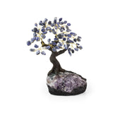 Sodalite Bonsai Tree - Gemstone Tree of Life Decor for Home Energy, Desk Display and Crystal Gifting