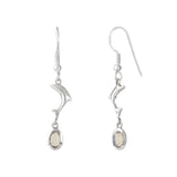 Sterling Silver Dolphin Earrings with Opal - Hand-Selected Gemstone Piece for Crystal Display, Spiritual Home Decor and Memorable Gifting
