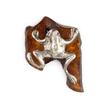 Sterling Silver Frog on Amber - Hand-Selected Gemstone Piece for Crystal Display, Spiritual Home Decor and Memorable Gifting
