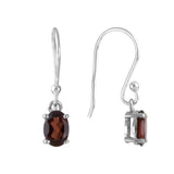 Sterling Silver Garnet Earrings - Polished Gemstone Heart for Love-Inspired Decor, Crystal Display and Meaningful Gifting
