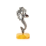 Sterling Silver Mermaid on Amber - Hand-Selected Gemstone Piece for Crystal Display, Spiritual Home Decor and Memorable Gifting