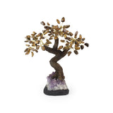 Golden Tiger Eye Bonsai Tree - Gemstone Tree of Life Decor for Home Energy, Desk Display and Crystal Gifting
