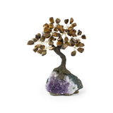 Golden Tiger Eye Bonsai Tree - Gemstone Tree of Life Decor for Home Energy, Desk Display and Crystal Gifting