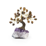 Golden Tiger Eye Bonsai Tree - Gemstone Tree of Life Decor for Home Energy, Desk Display and Crystal Gifting