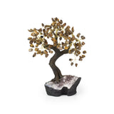 Golden Tiger Eye Bonsai Tree - Gemstone Tree of Life Decor for Home Energy, Desk Display and Crystal Gifting
