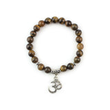 Golden Tiger Eye Om Beaded Bracelet - Hand-Selected Gemstone Bracelet for Everyday Wear, Crystal Energy Jewelry and Meaningful Gifting