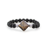 Golden Lava and Tiger Eye Pyramid Bracelet - Hand-Selected Gemstone Bracelet for Everyday Wear, Crystal Energy Jewelry and Meaningful Gifting