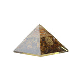 Golden Tiger Eye Resin Pyramid - Polished Crystal Pyramid for Energy Decor, Meditation Display and Collector-Worthy Gifting