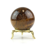Golden Tiger Eye Sphere - Statement Gemstone Display on Stand for Collector Decor, Meditation Spaces and High-Impact Gifting