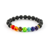 7 Chakra Beads Lava Rock Single Bracelet - Hand-Selected Gemstone Bracelet for Everyday Wear, Crystal Energy Jewelry and Meaningful Gifting