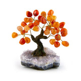 Warm Carnelian Bonsai Tree - Gemstone Tree of Life Decor for Home Energy, Desk Display and Crystal Gifting