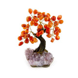Warm Carnelian Bonsai Tree - Gemstone Tree of Life Decor for Home Energy, Desk Display and Crystal Gifting