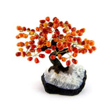 Warm Carnelian Bonsai Tree - Gemstone Tree of Life Decor for Home Energy, Desk Display and Crystal Gifting